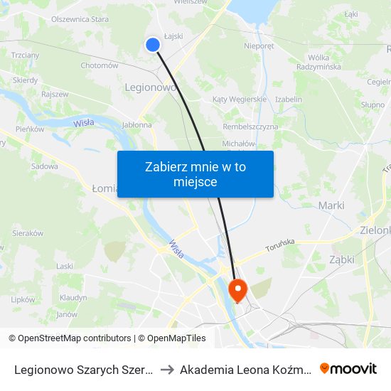 Legionowo Szarych Szeregów 01 to Akademia Leona Koźmińskiego map