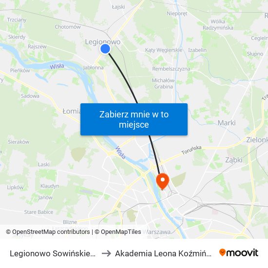 Legionowo Sowińskiego to Akademia Leona Koźmińskiego map