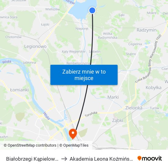 Białobrzegi Kąpielowa to Akademia Leona Koźmińskiego map