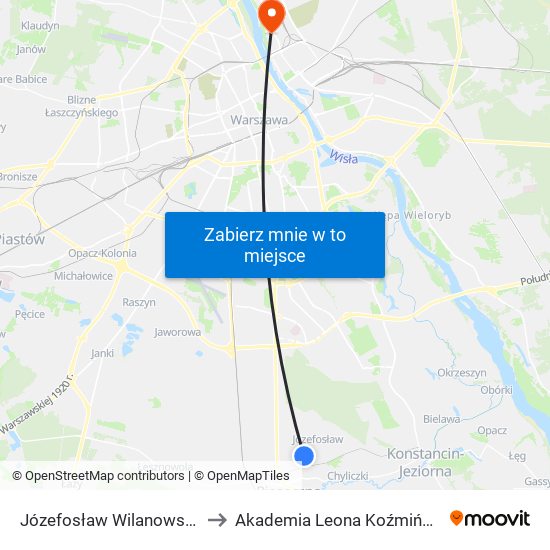 Józefosław Wilanowska 01 to Akademia Leona Koźmińskiego map
