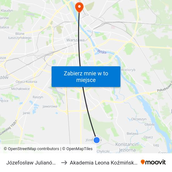 Józefosław Julianów to Akademia Leona Koźmińskiego map