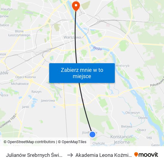 Julianów Srebrnych Świerków 01 to Akademia Leona Koźmińskiego map