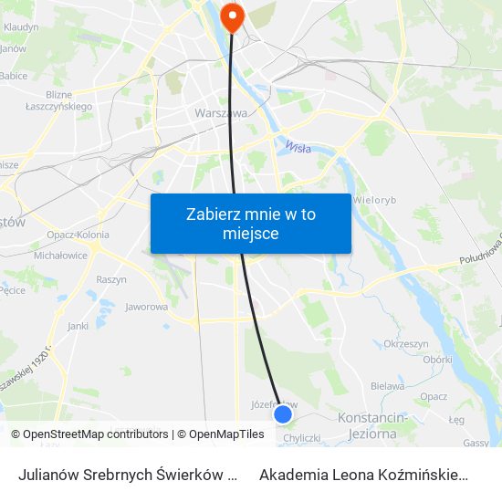 Julianów Srebrnych Świerków 02 to Akademia Leona Koźmińskiego map