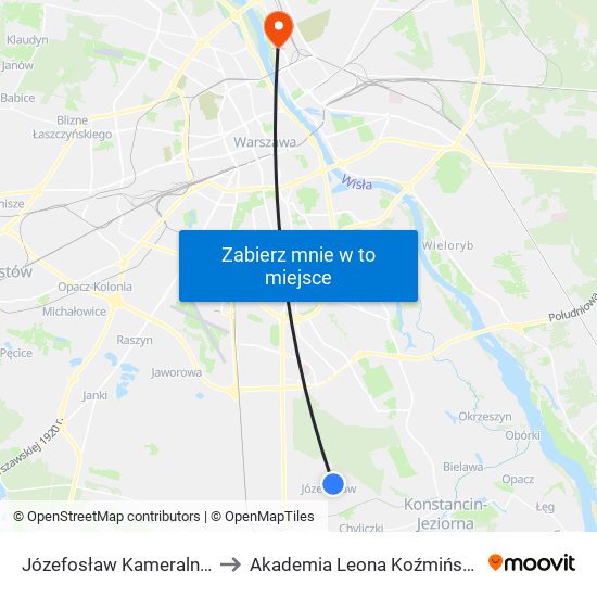 Józefosław Kameralna 02 to Akademia Leona Koźmińskiego map