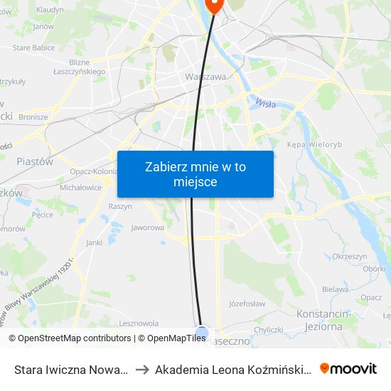 Stara Iwiczna Nowa 01 to Akademia Leona Koźmińskiego map