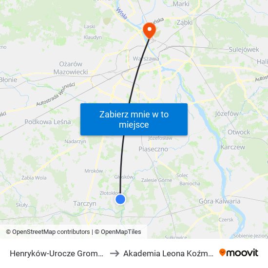 Henryków-Urocze Gromadzka 01 to Akademia Leona Koźmińskiego map