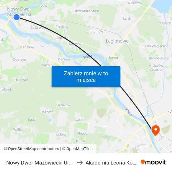 Nowy Dwór Mazowiecki Urząd Miasta 01 to Akademia Leona Koźmińskiego map