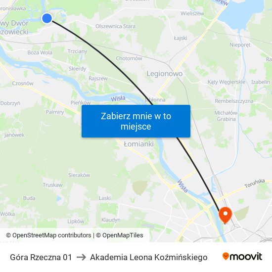 Góra Rzeczna 01 to Akademia Leona Koźmińskiego map