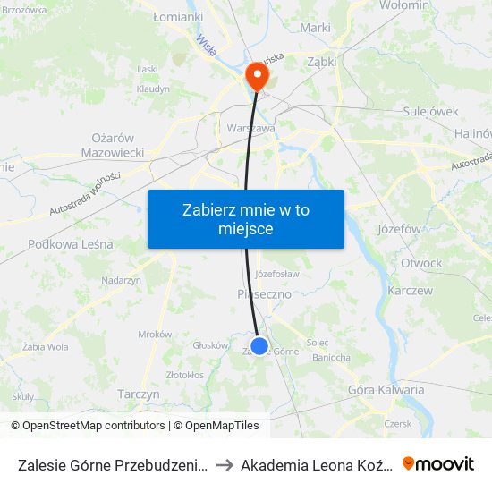 Zalesie Górne Przebudzenia Wiosny 01 to Akademia Leona Koźmińskiego map