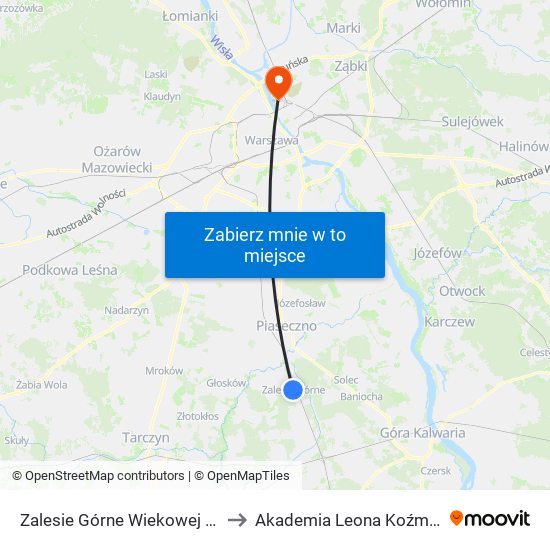 Zalesie Górne Wiekowej Sosny 01 to Akademia Leona Koźmińskiego map