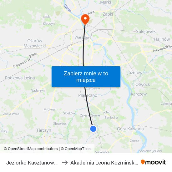 Jeziórko Kasztanowa 01 to Akademia Leona Koźmińskiego map