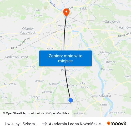 Uwieliny-Szkoła to Akademia Leona Koźmińskiego map