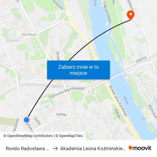 Rondo Radosława 01 to Akademia Leona Koźmińskiego map