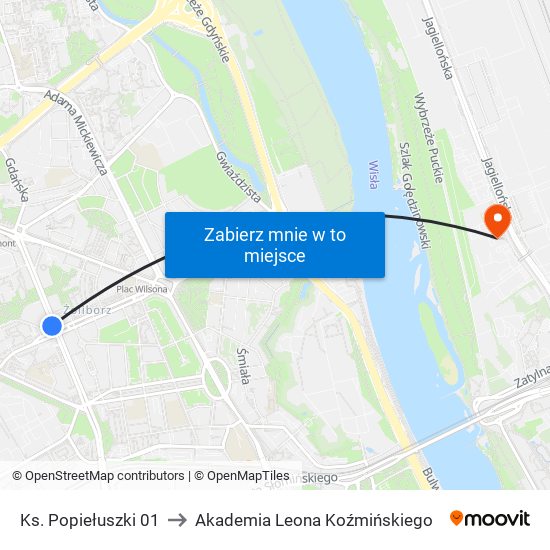 Ks. Popiełuszki to Akademia Leona Koźmińskiego map