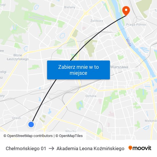 Chełmońskiego 01 to Akademia Leona Koźmińskiego map