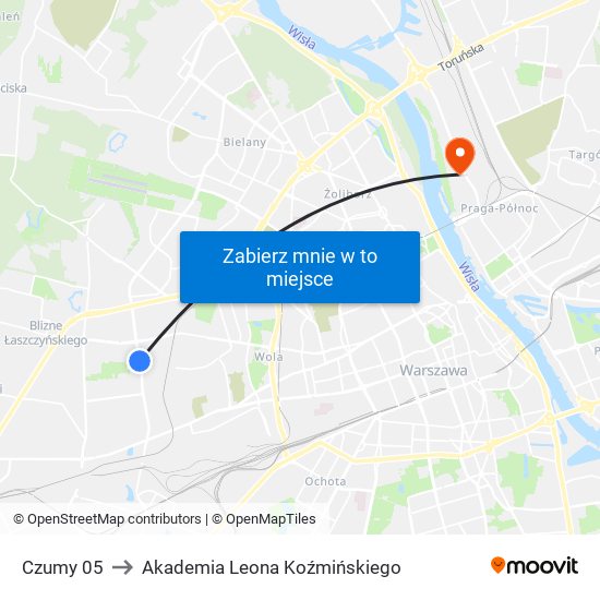 Czumy 05 to Akademia Leona Koźmińskiego map