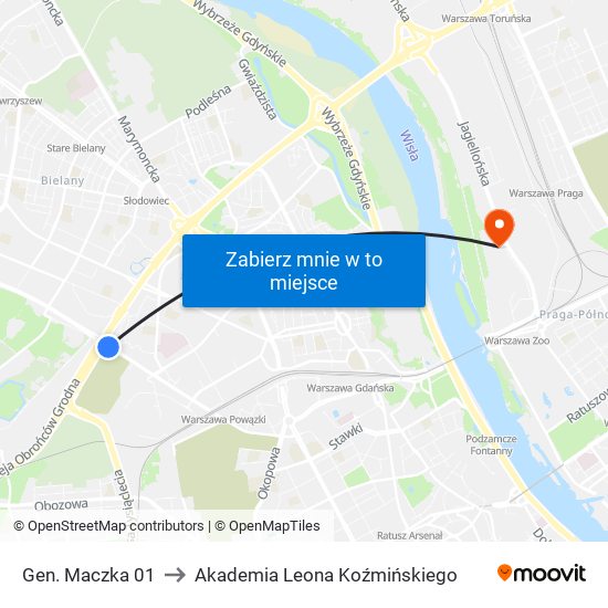 Gen. Maczka 01 to Akademia Leona Koźmińskiego map