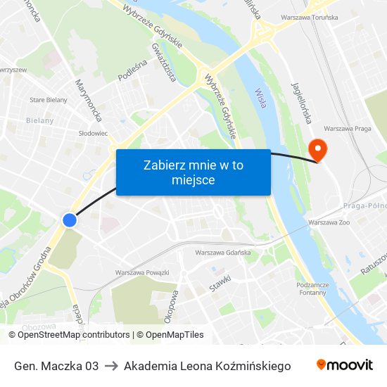 Gen. Maczka 03 to Akademia Leona Koźmińskiego map