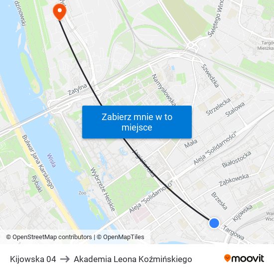 Kijowska to Akademia Leona Koźmińskiego map