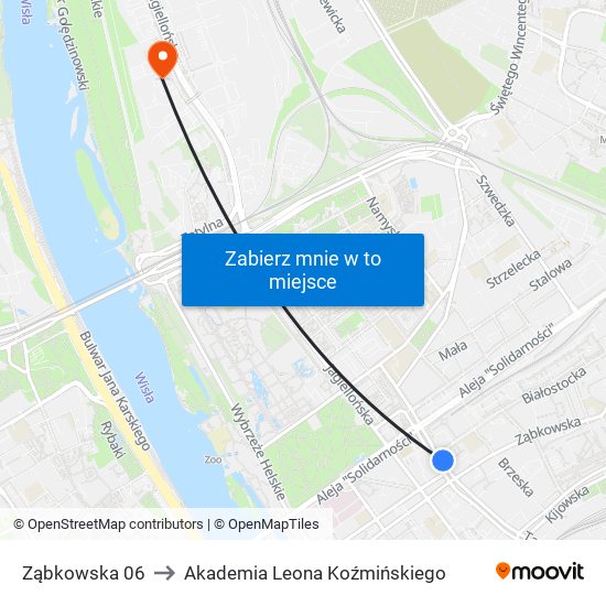 Ząbkowska 06 to Akademia Leona Koźmińskiego map