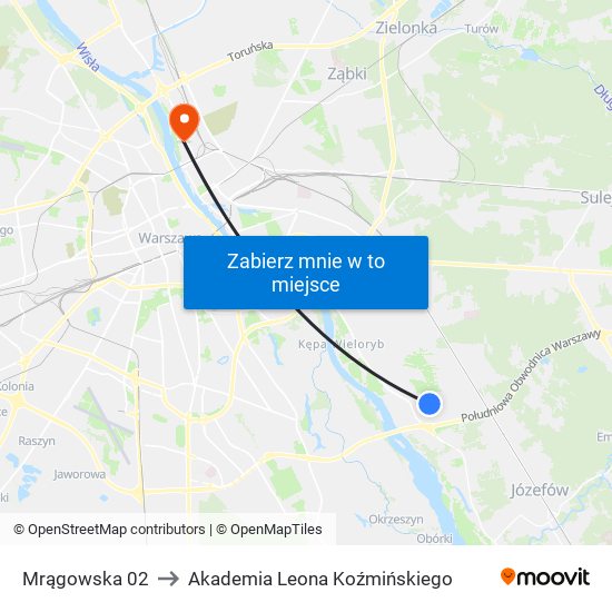 Mrągowska 02 to Akademia Leona Koźmińskiego map