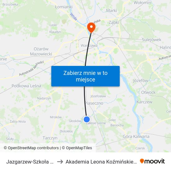 Jazgarzew-Szkoła 01 to Akademia Leona Koźmińskiego map