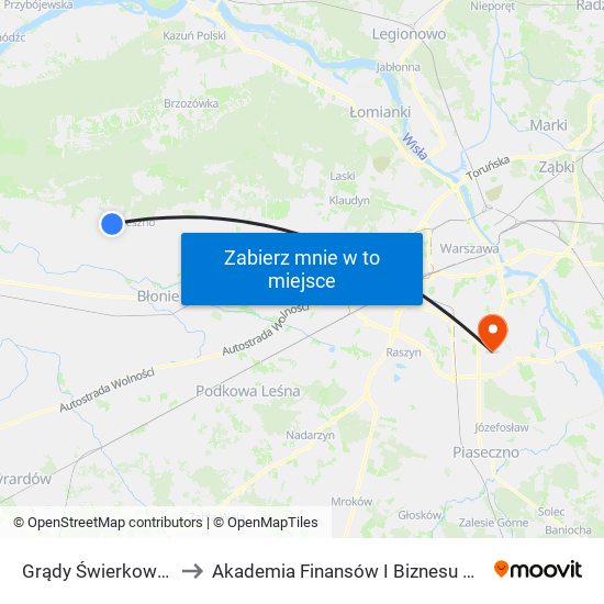 Grądy Świerkowa 02 to Akademia Finansów I Biznesu Vistula map
