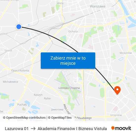 Lazurowa 01 to Akademia Finansów I Biznesu Vistula map