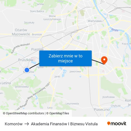 Komorów to Akademia Finansów I Biznesu Vistula map