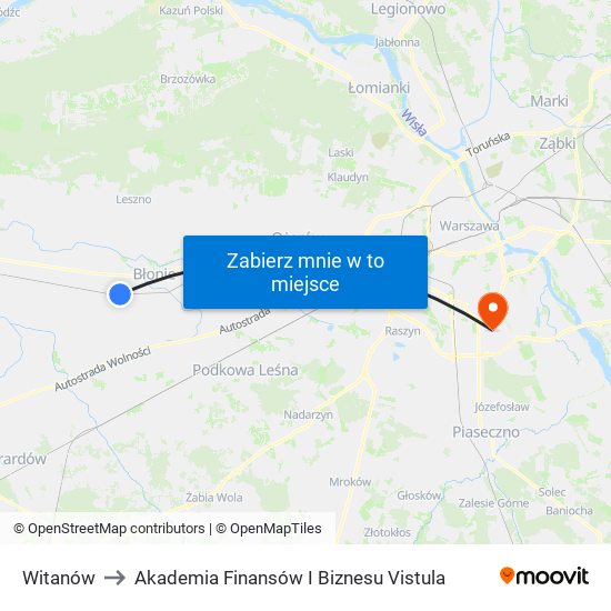 Witanów to Akademia Finansów I Biznesu Vistula map