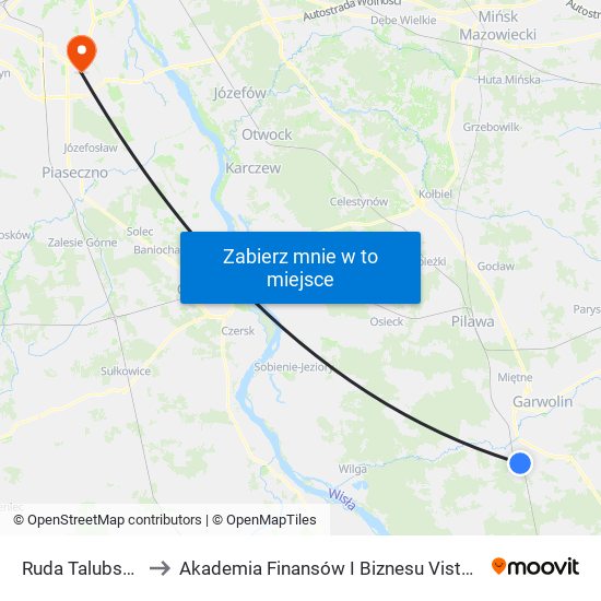 Ruda Talubska to Akademia Finansów I Biznesu Vistula map