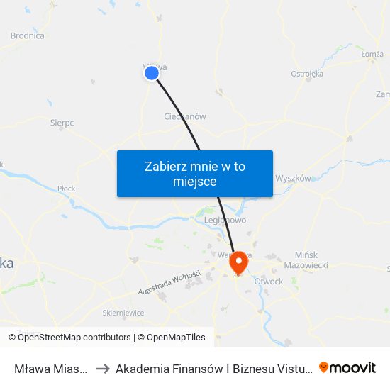 Mława Miasto to Akademia Finansów I Biznesu Vistula map