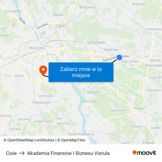 Cisie to Akademia Finansów I Biznesu Vistula map