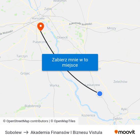 Sobolew to Akademia Finansów I Biznesu Vistula map