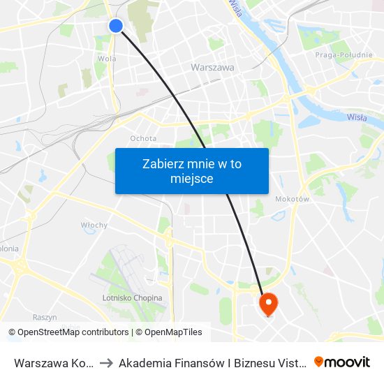 Warszawa Koło to Akademia Finansów I Biznesu Vistula map