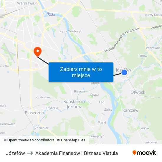 Józefów to Akademia Finansów I Biznesu Vistula map