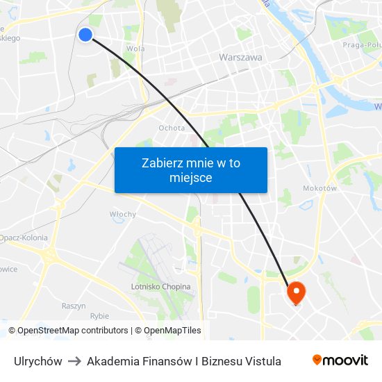 Ulrychów to Akademia Finansów I Biznesu Vistula map