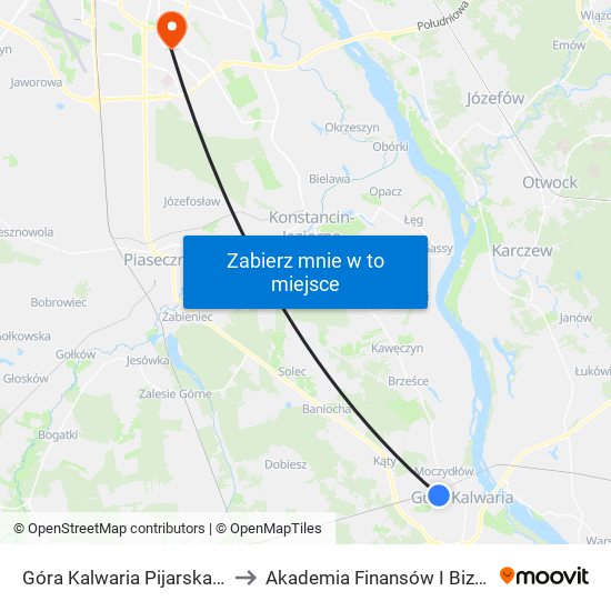 Góra Kalwaria Pijarska - Basen 01 to Akademia Finansów I Biznesu Vistula map