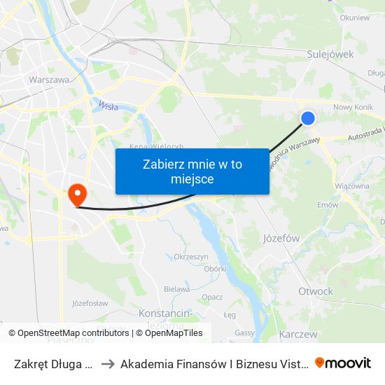 Zakręt Długa 01 to Akademia Finansów I Biznesu Vistula map