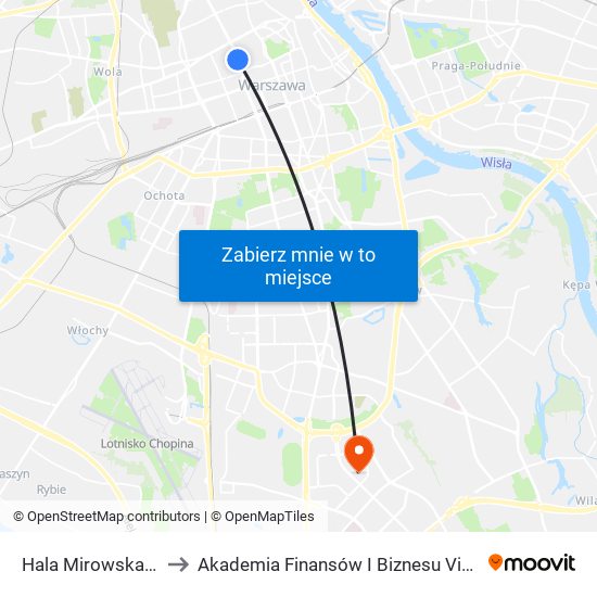 Hala Mirowska 04 to Akademia Finansów I Biznesu Vistula map