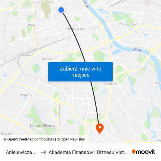 Anielewicza 06 to Akademia Finansów I Biznesu Vistula map