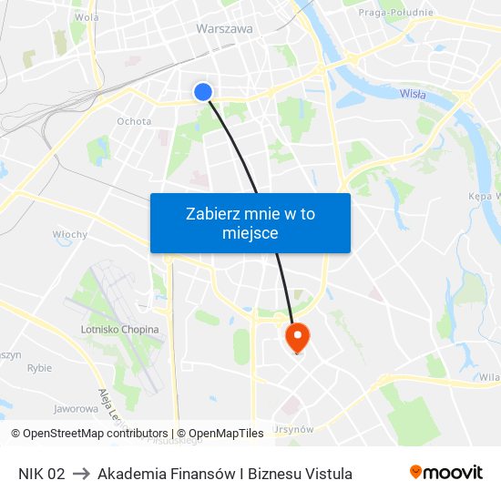 NIK to Akademia Finansów I Biznesu Vistula map