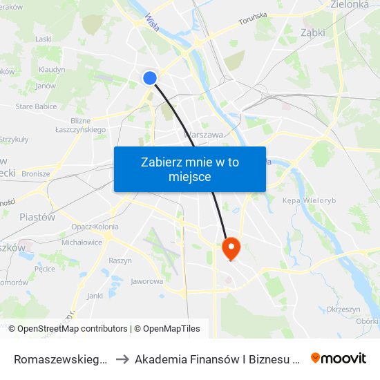 Romaszewskiego 03 to Akademia Finansów I Biznesu Vistula map