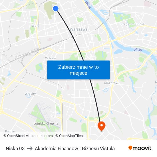 Niska 03 to Akademia Finansów I Biznesu Vistula map