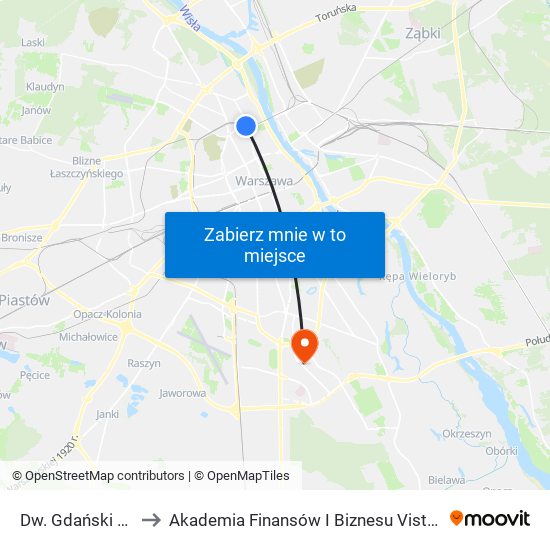 Dw. Gdański 08 to Akademia Finansów I Biznesu Vistula map