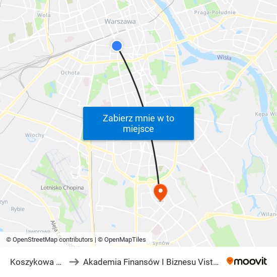 Koszykowa 03 to Akademia Finansów I Biznesu Vistula map