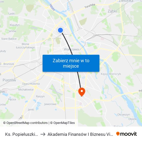 Ks. Popiełuszki 04 to Akademia Finansów I Biznesu Vistula map