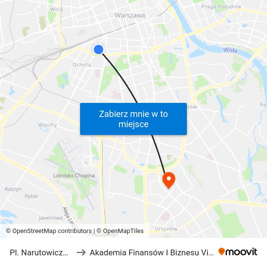 Pl. Narutowicza 09 to Akademia Finansów I Biznesu Vistula map