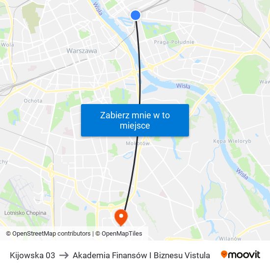 Kijowska 03 to Akademia Finansów I Biznesu Vistula map