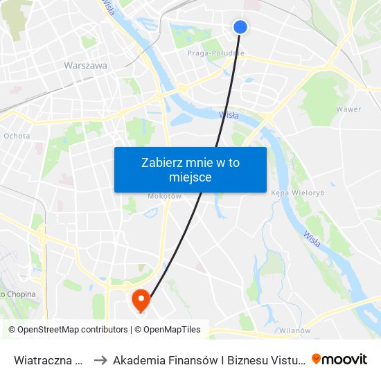 Wiatraczna 04 to Akademia Finansów I Biznesu Vistula map